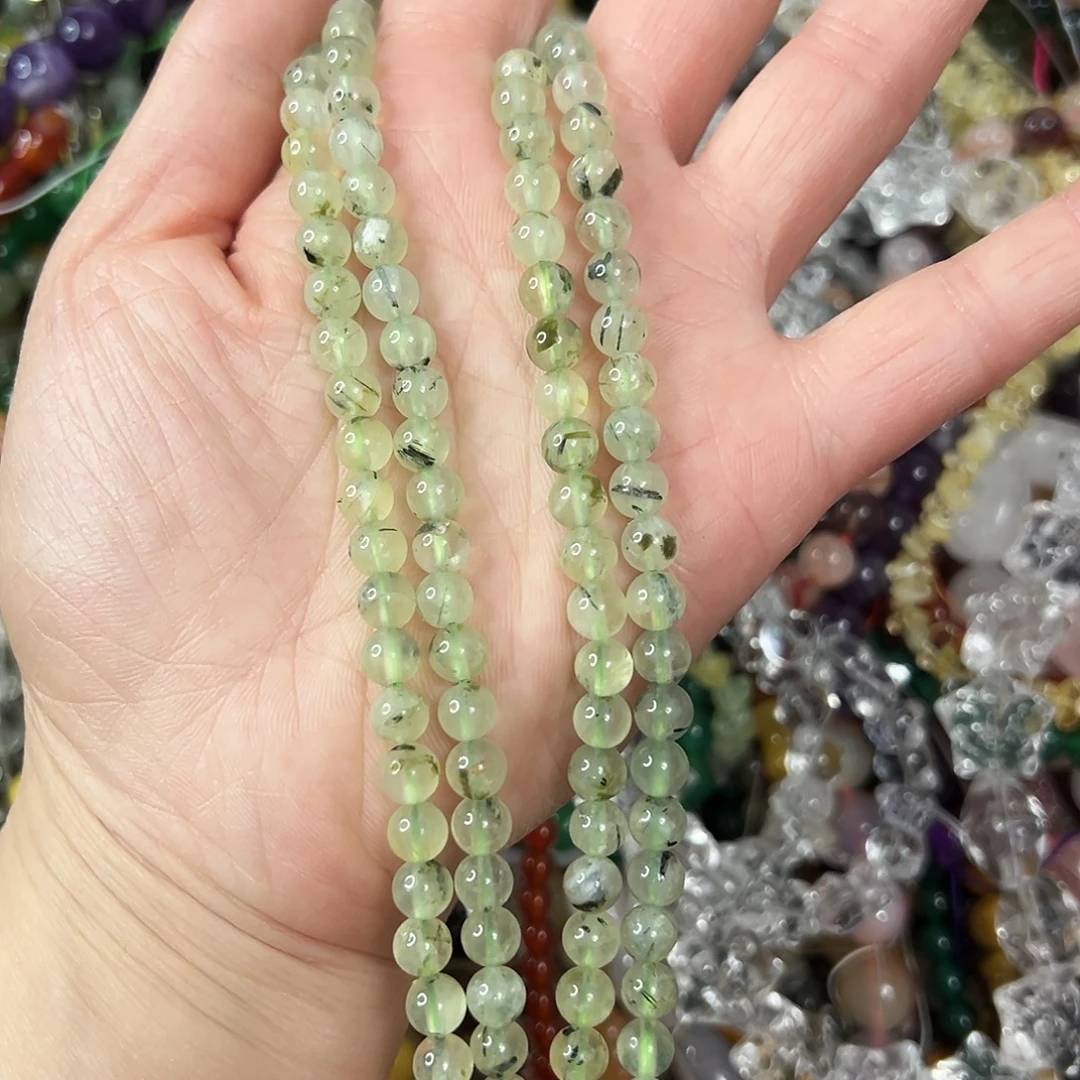 玛瑙/玉髓未镶嵌珠宝半成品，卡6葡萄石一条