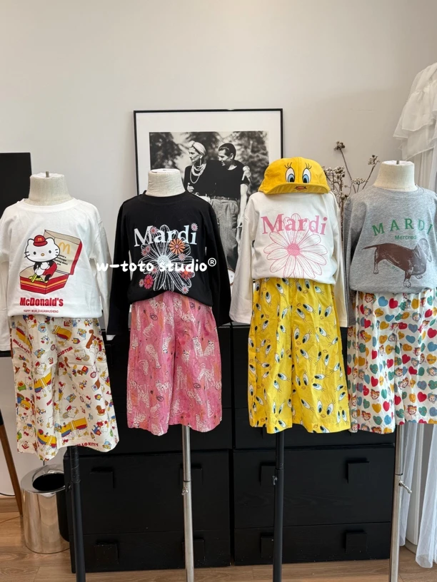 多色长袖T恤｜新款长袖毛呢花朵小狗潮牌休闲男女童长袖T恤