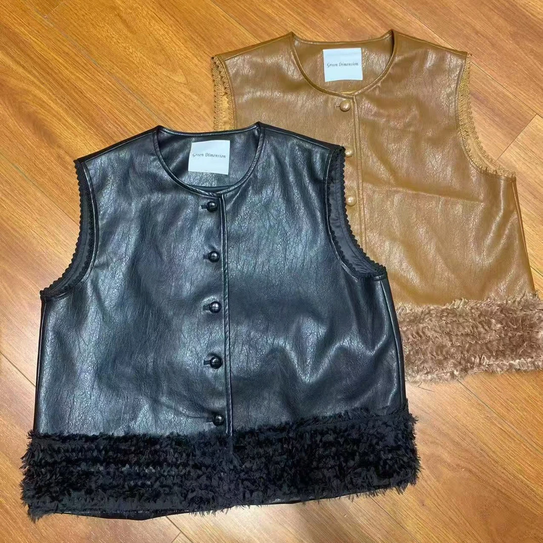 【BAI】秋装女圆领马夹无袖夹克马甲小外套037