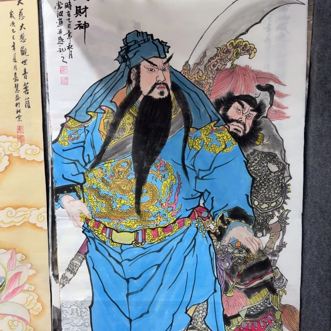 国画140×70武财神手绘