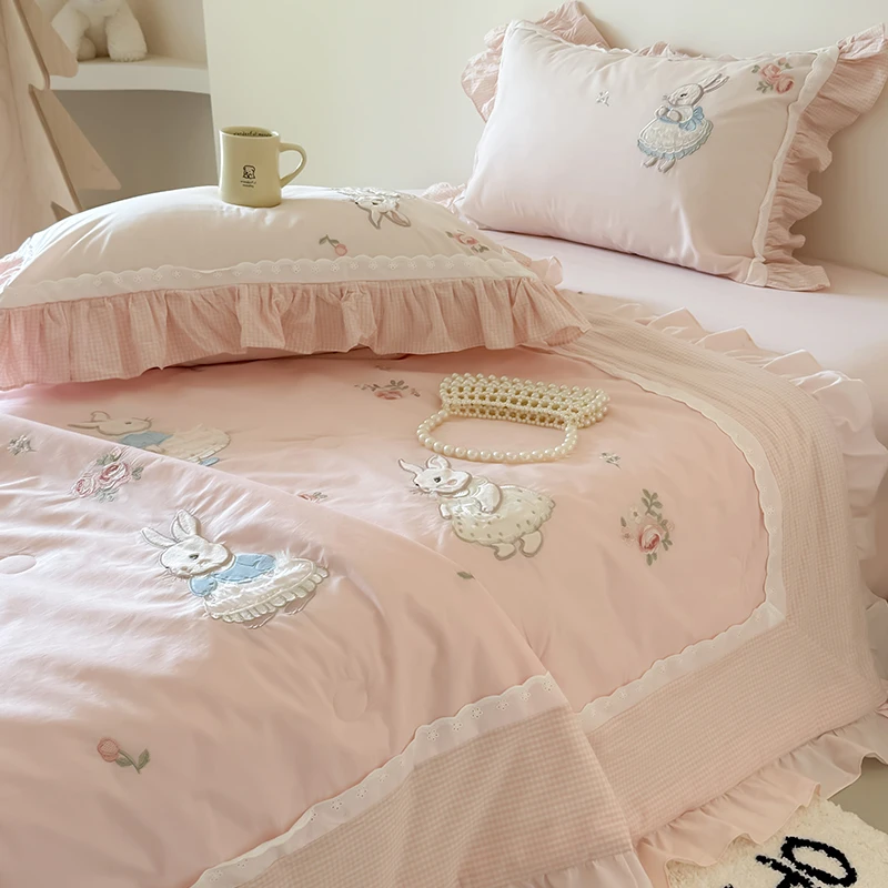 纯棉夏凉被全棉水洗棉夏被可机洗空调被夏季卡通儿童学生单人被子