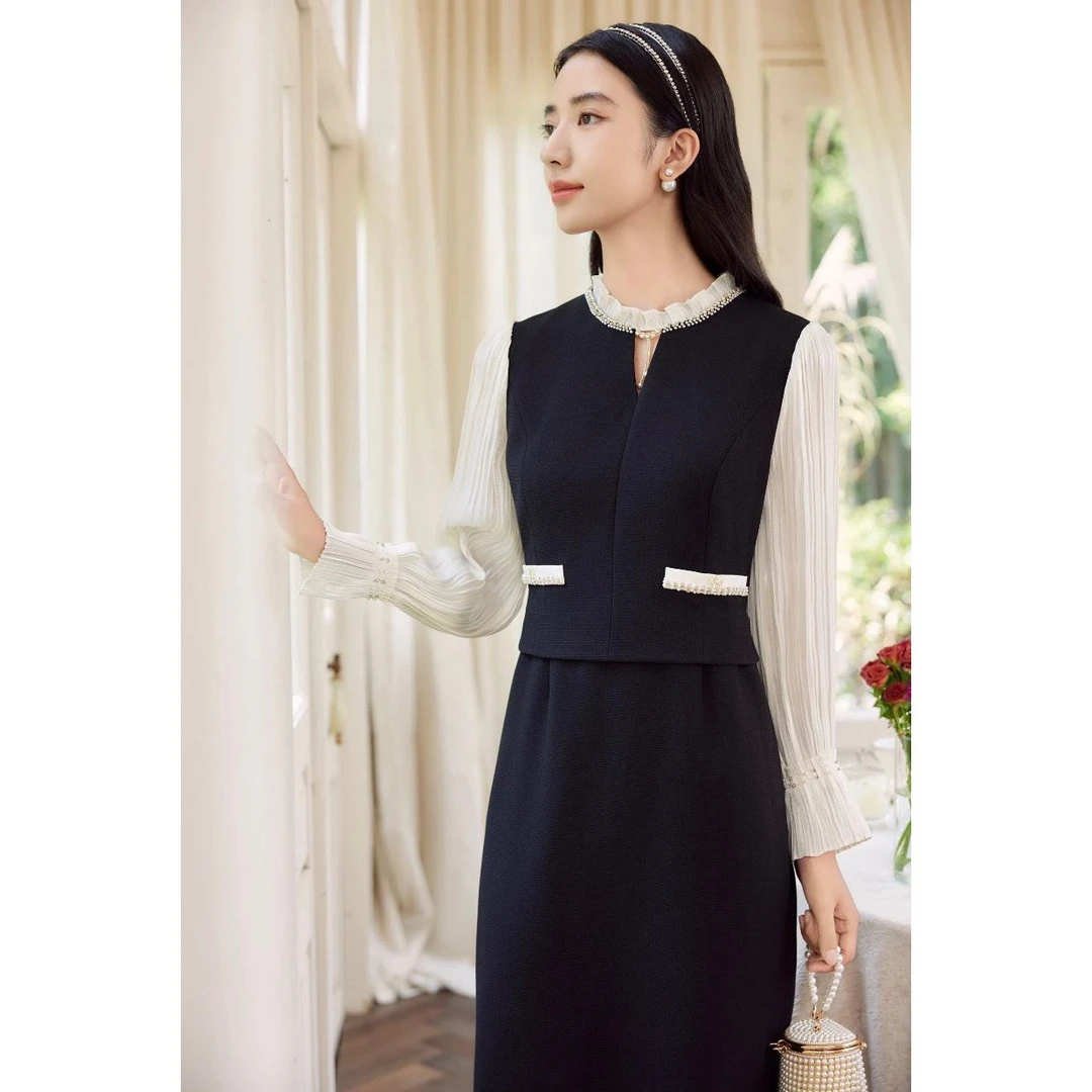 【小秋】L+时尚秋季新款法式小香风连衣裙气质修身款L2528