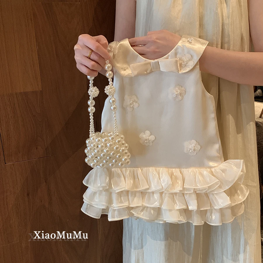 女童公主裙生日周岁礼服2025新款夏装小童女宝宝洋气背心裙连衣裙