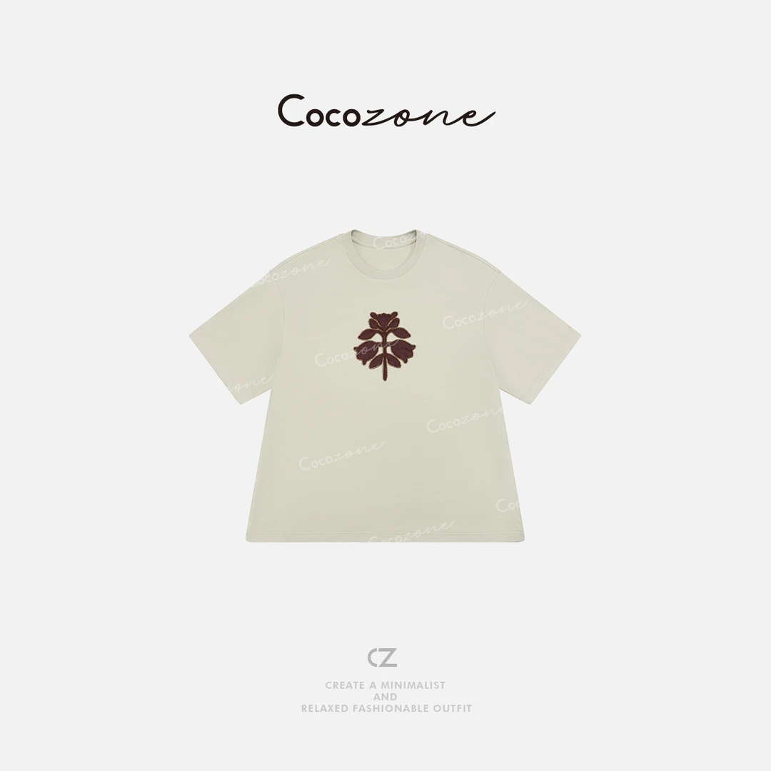 COCO ZONE 刘一一【100棉】石榴花圆领短袖女式上衣T恤CD2A0776