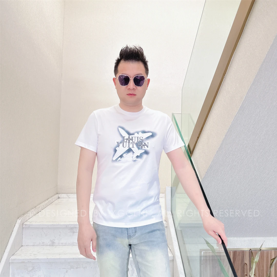 夏季款OD一架留白大飞机男士品质高端轻奢洋气上档次潮牌短袖t恤