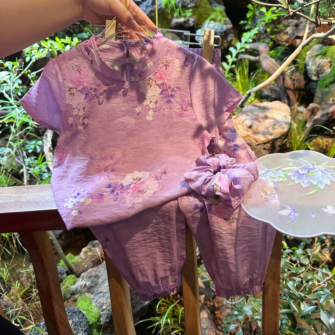 1安大秋童装【紫琉璃】2025年国风春夏款儿套装