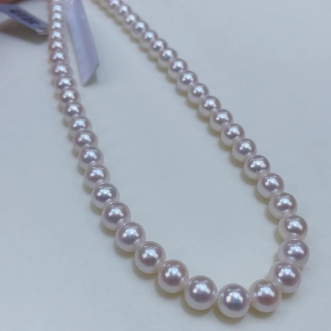 淡水珍珠7/8爆亮极强光天女粉银S925镶嵌