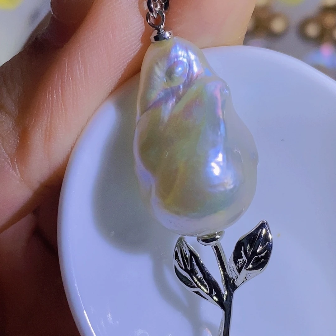 淡水珍珠银S925镶嵌天然淡水珍珠（微瑕）