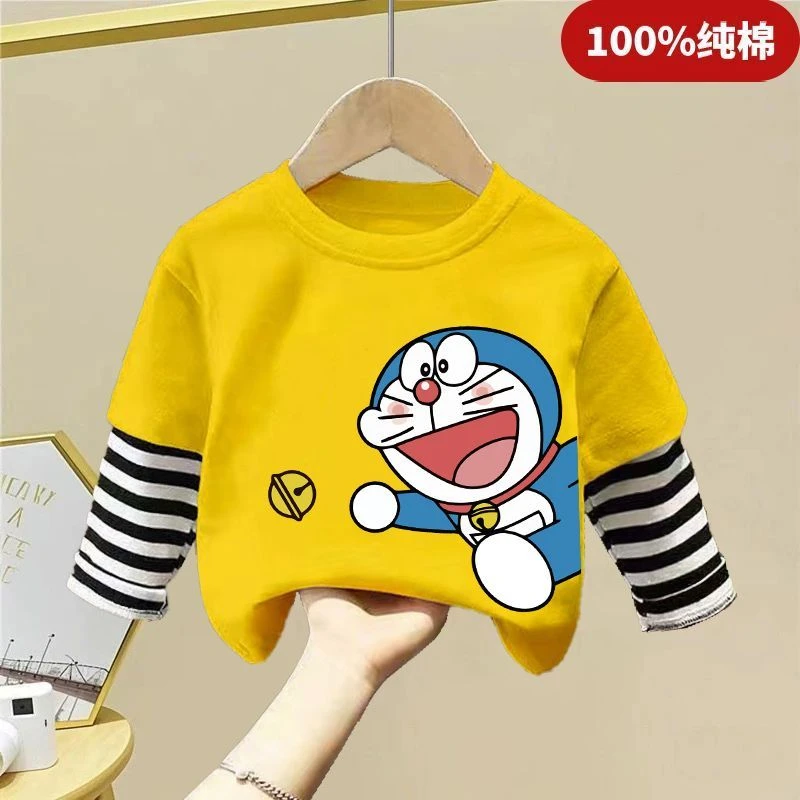 纯棉男童女童长袖t桖打底衫春秋新款宝宝小中童t桖洋气上衣打底潮