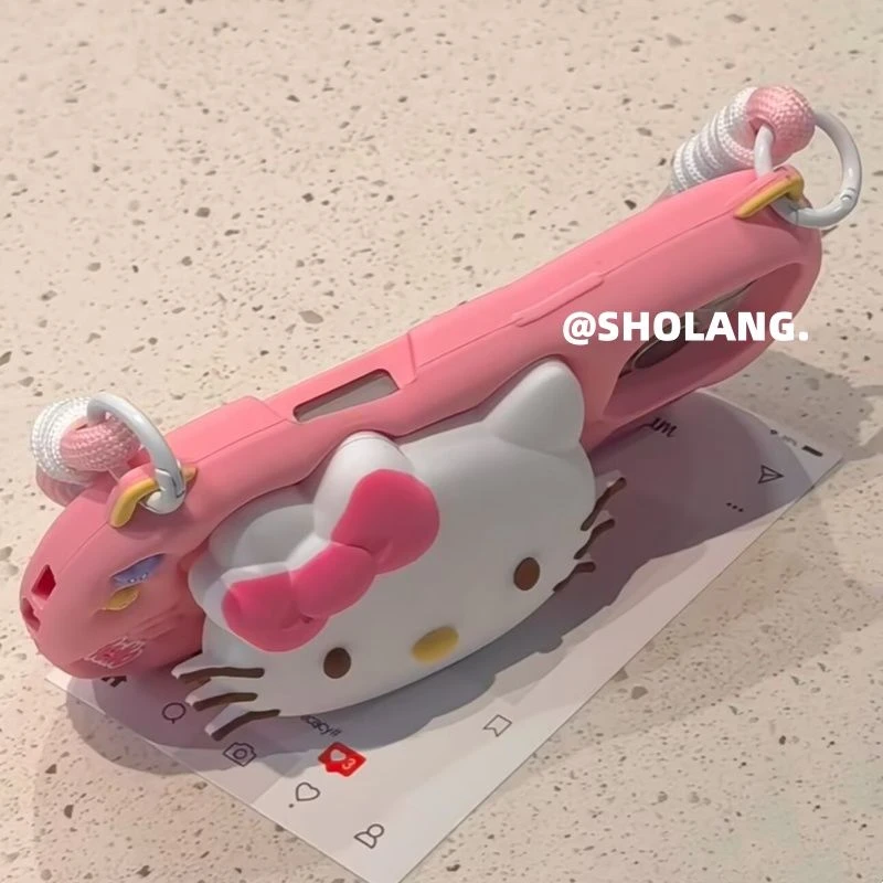 卡通立体手提KT猫咪支架iPhone16promax苹果15手机壳14硅胶13软16