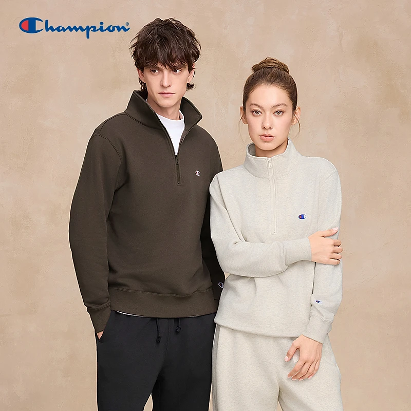 【流光风】Champion冠军男士长袖户外休闲半拉链翻领卫衣U5CSWJM001