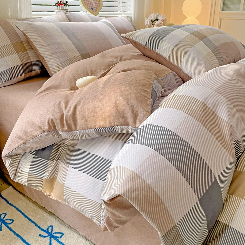 简约全棉床上四件套纯棉2024新款学生宿舍单人床单被套三件套