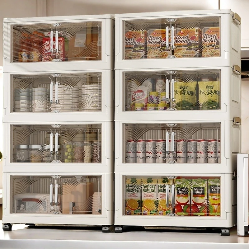 只敢炸这次55面宽折叠收纳柜免安装杂物储物箱儿童衣柜厨房置物架