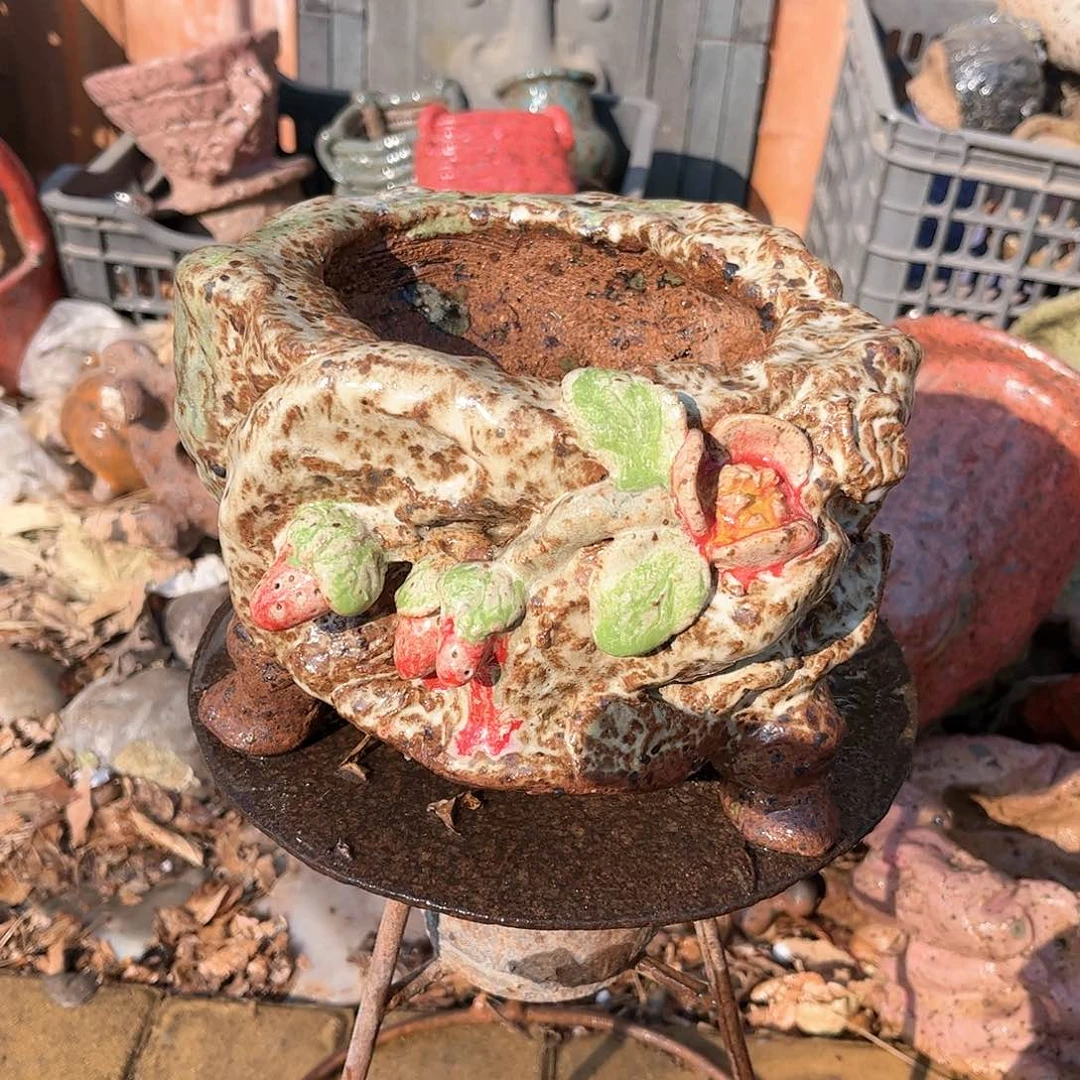 泥塑魅***我古镇炻陶花盆