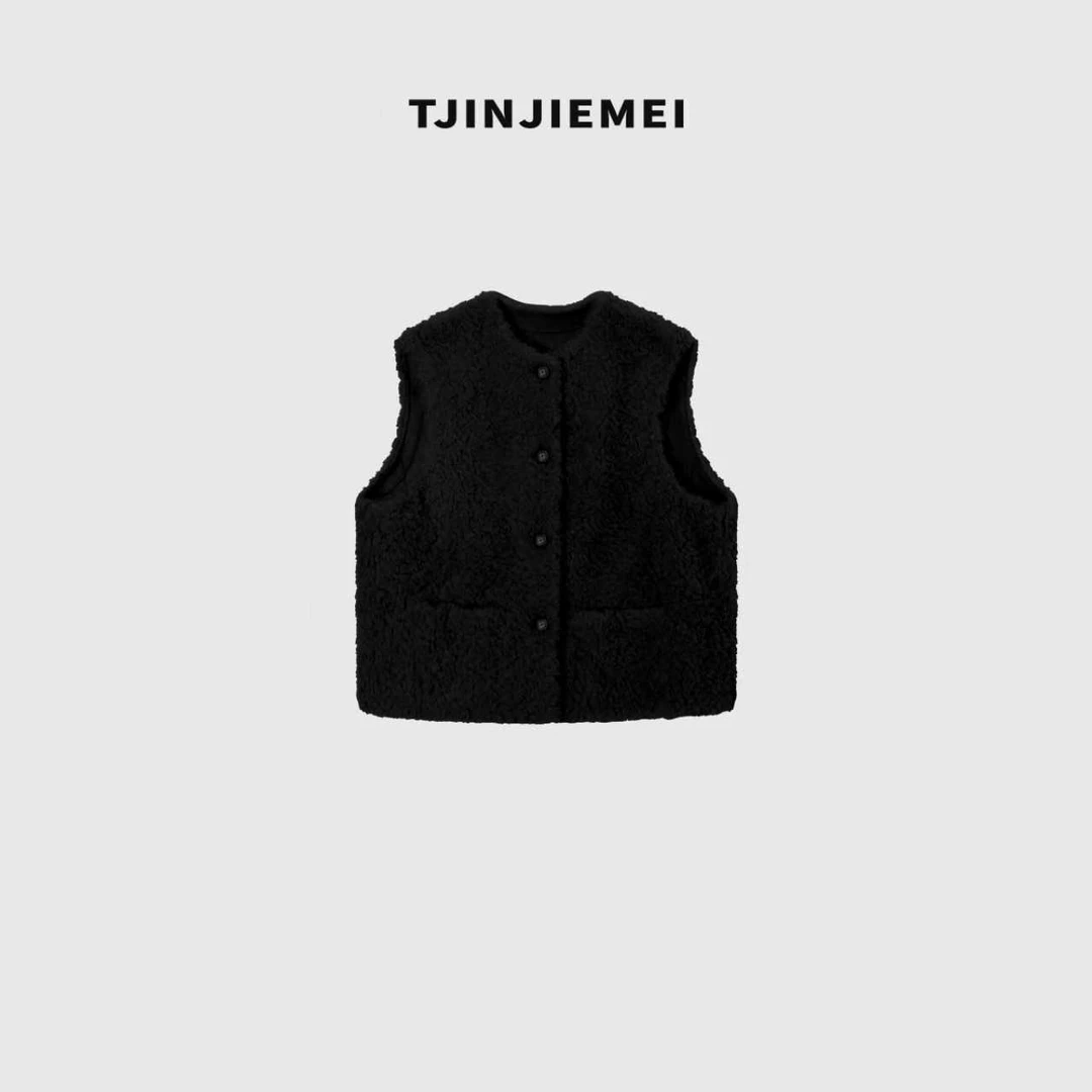 T井姐妹【卷卷毛】设计感精致100羊毛马甲MJ2511-TJ601