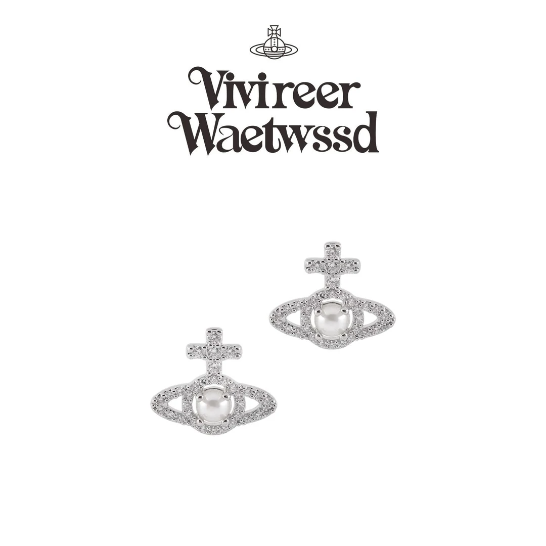 Vivireer Waetwssd 正品 十字满钻土星耳钉