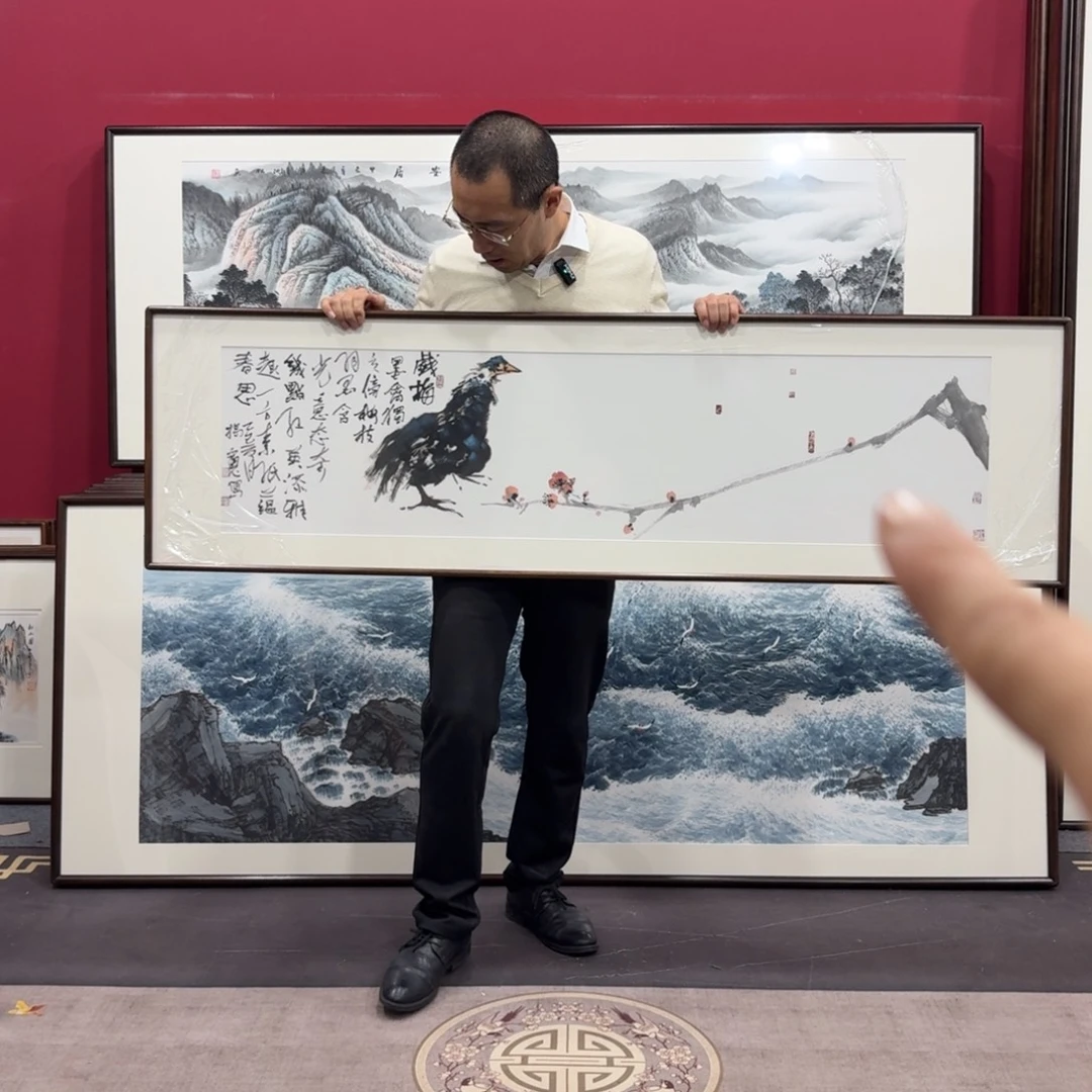 国画手绘作品带框160/45