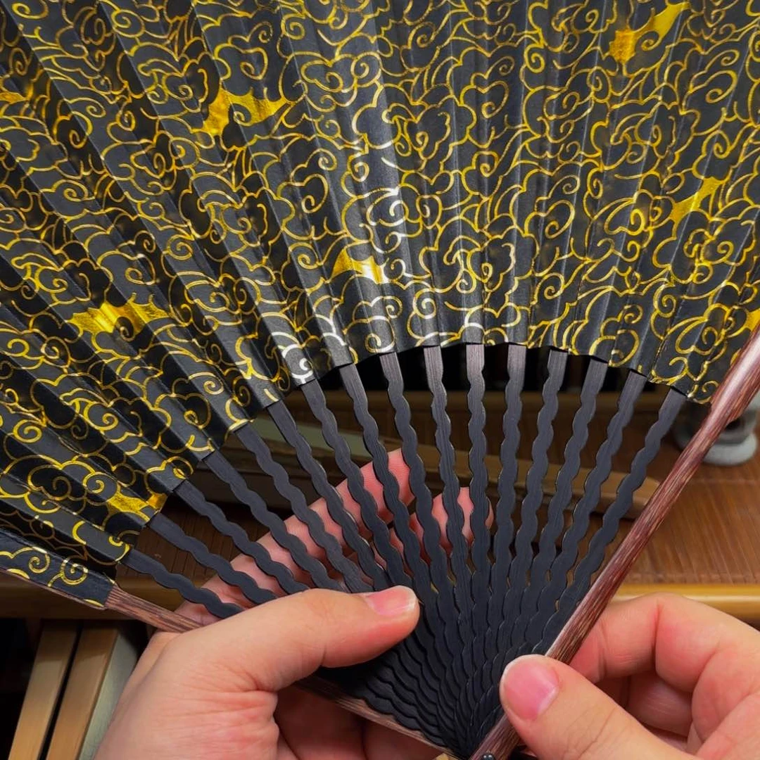 扇子芝麻棕龙鳞祥云金