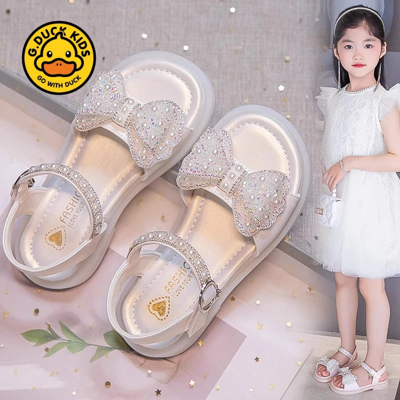 女童凉鞋公主夏季大童宝宝儿童鞋子软底夏款女孩蝴蝶结女宝水晶鞋