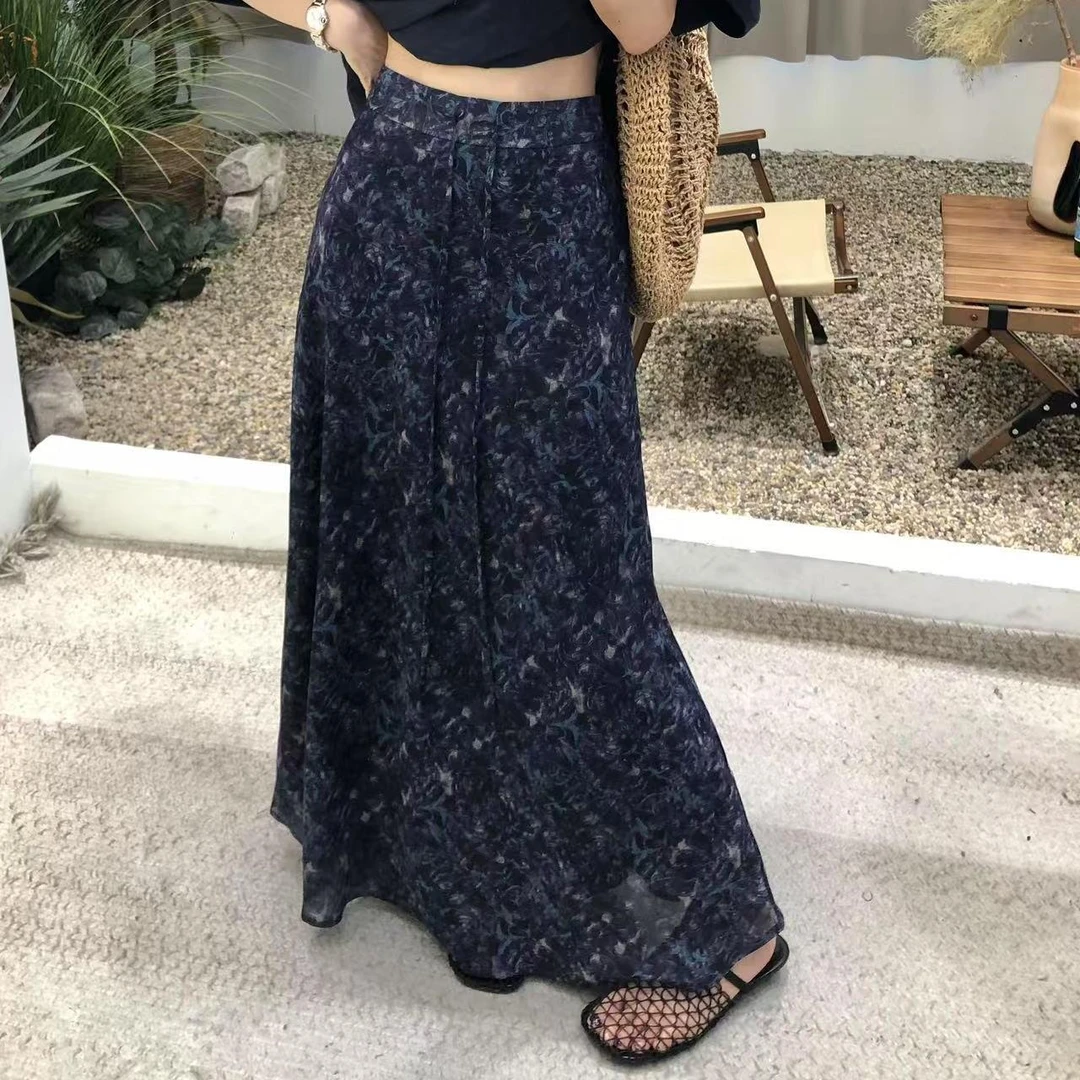 风漫～夏季慵懒随意法式半身裙气质显瘦碎花裙夏季高腰长款裙子女