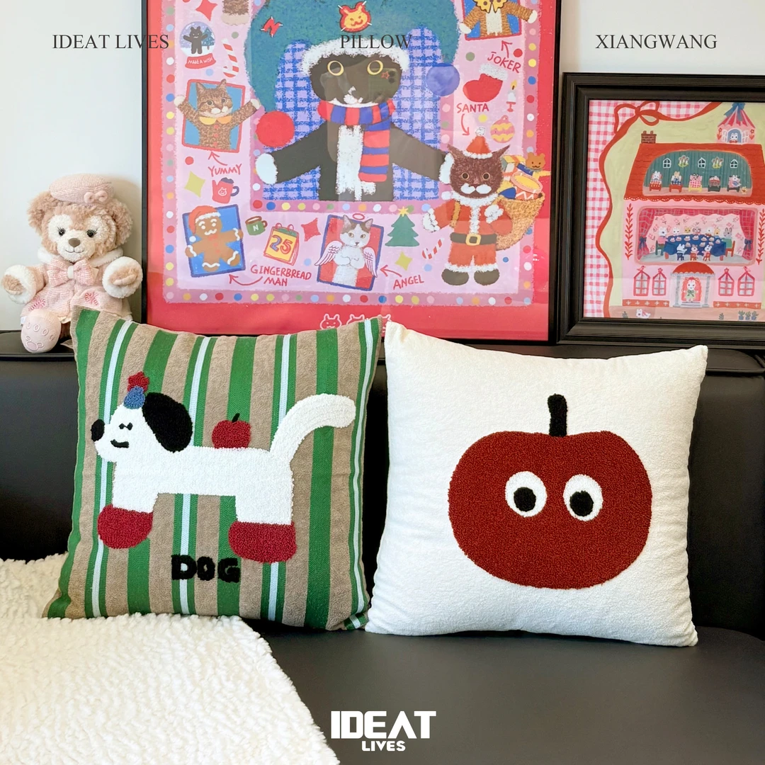 奶油ins风沙发抱枕小苹果靠垫卧室床头飘窗卡通装饰靠枕套可拆洗