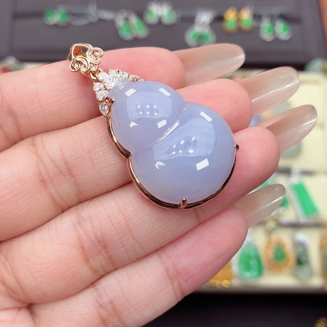 翡翠18K金镶嵌吊坠(不含链)