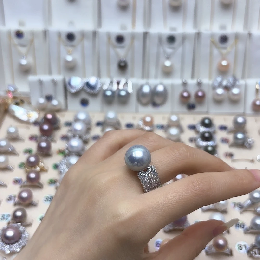 淡水珍珠银S925镶嵌颈饰心*