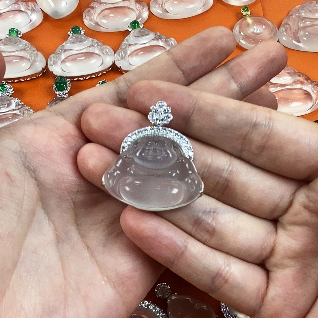 颈饰银S925镀金镶嵌石英质玉