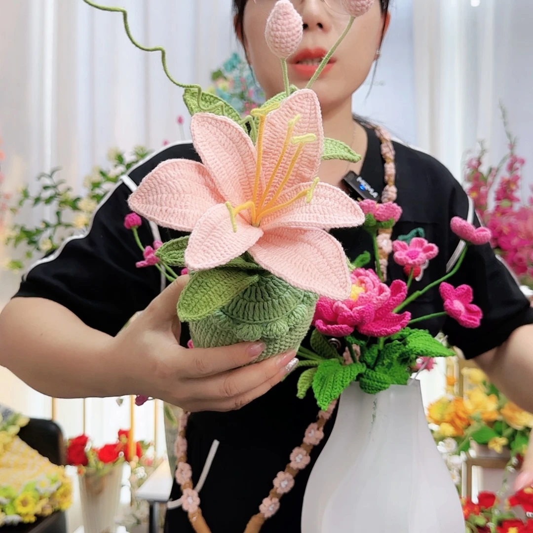 莱赛尔纤维棉手工钩织盆栽