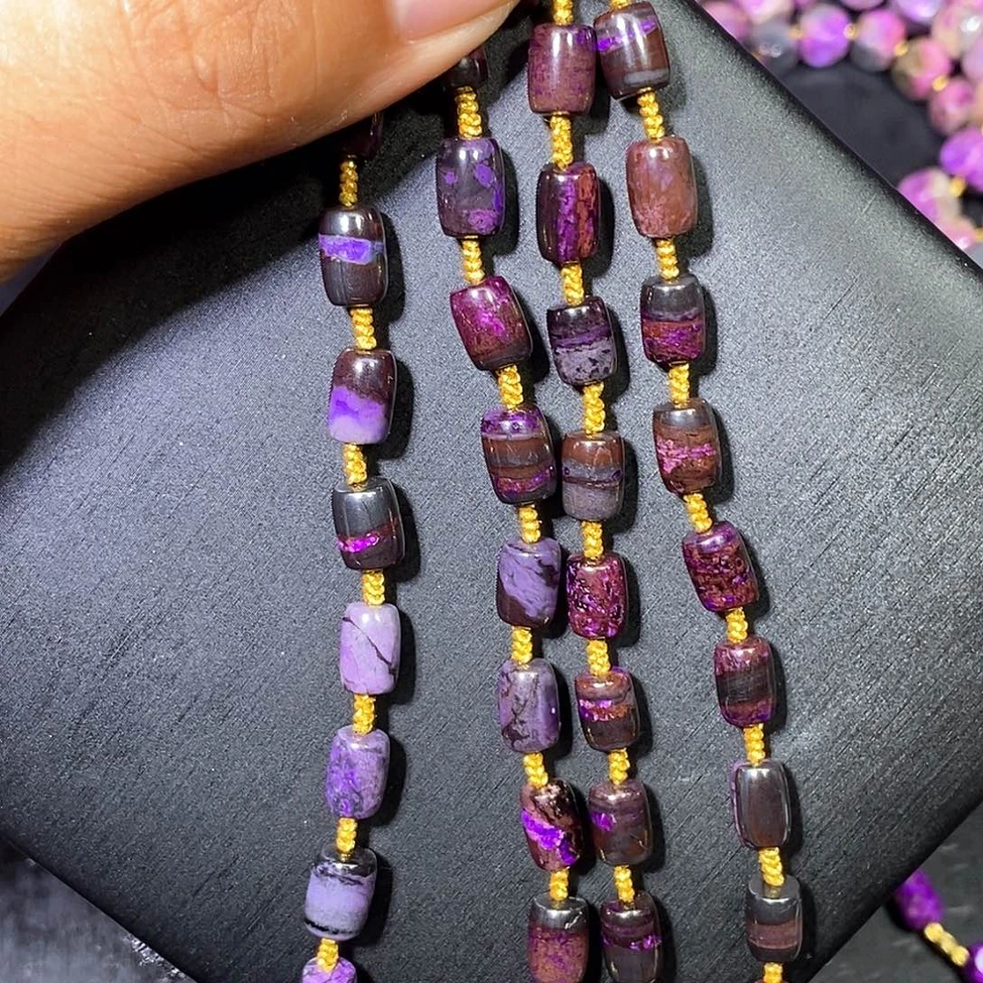 苏纪石（舒俱来）未镶嵌南非舒俱来老油紫桶珠项链