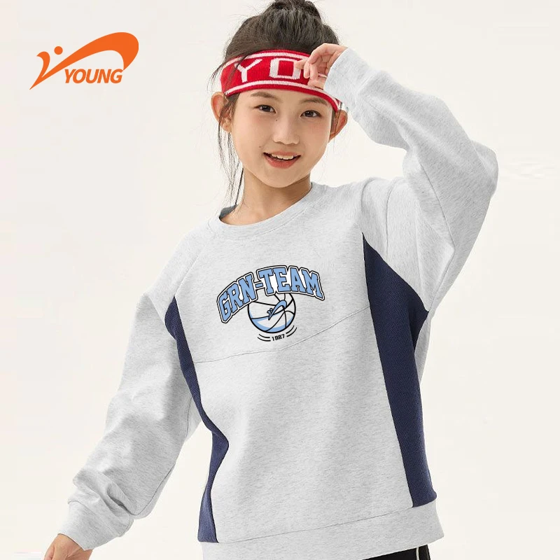 贵人鸟秋季新款复古运动机车服拼色插肩长袖套头卫衣PC75391654