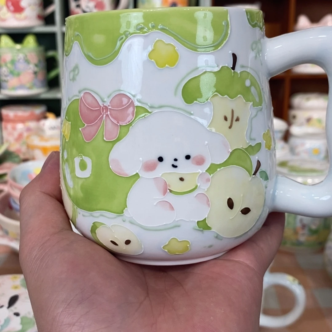 皮***丘瓷片苹果兔子马克杯