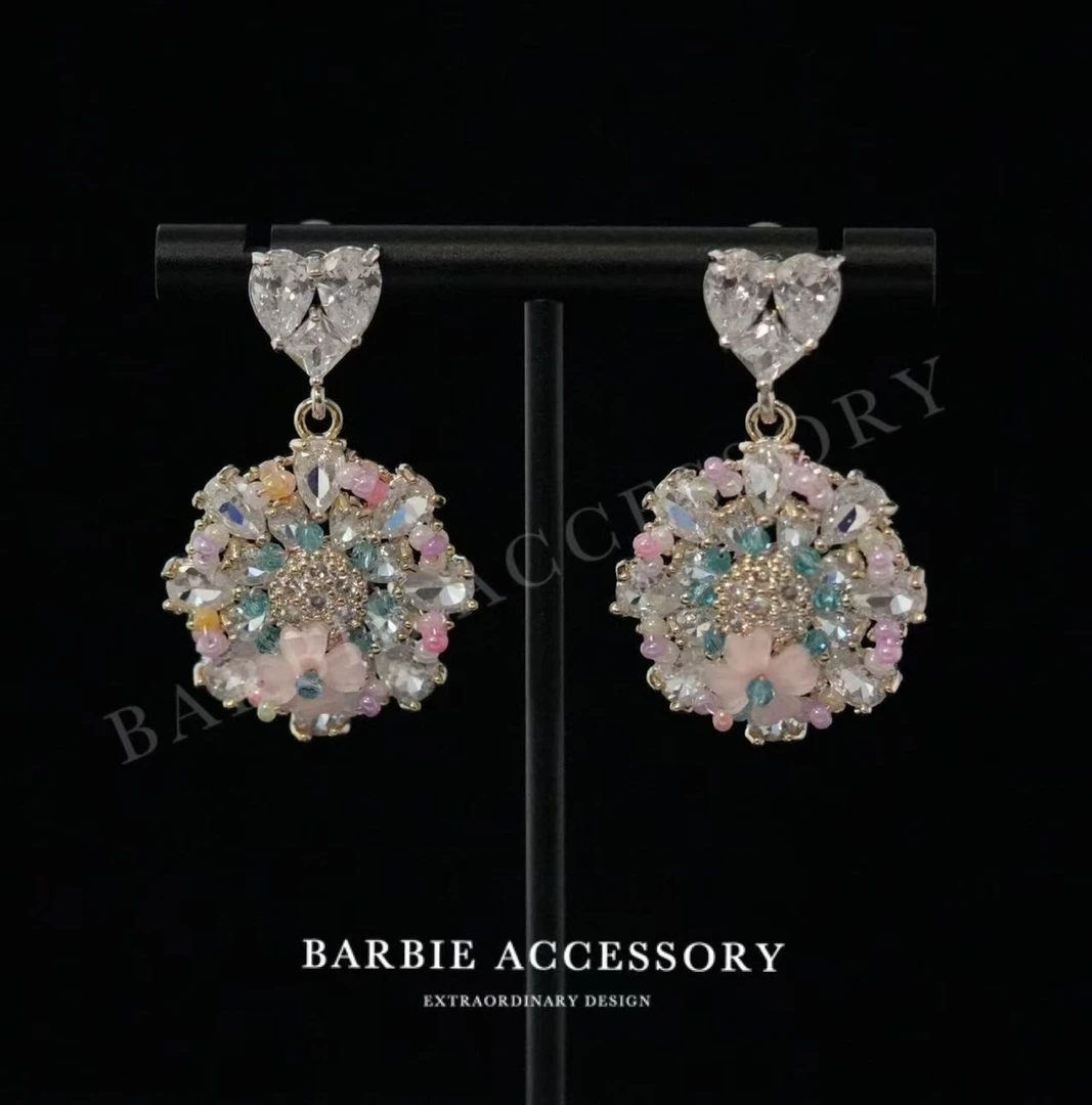 铜合金合成锆石耳饰 【粉镜爱语】法式既视感设计款高级感绝美耳环