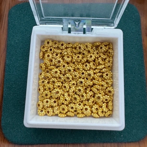 足金999素金5D硬金4mm雪花隔片(此单6个发)