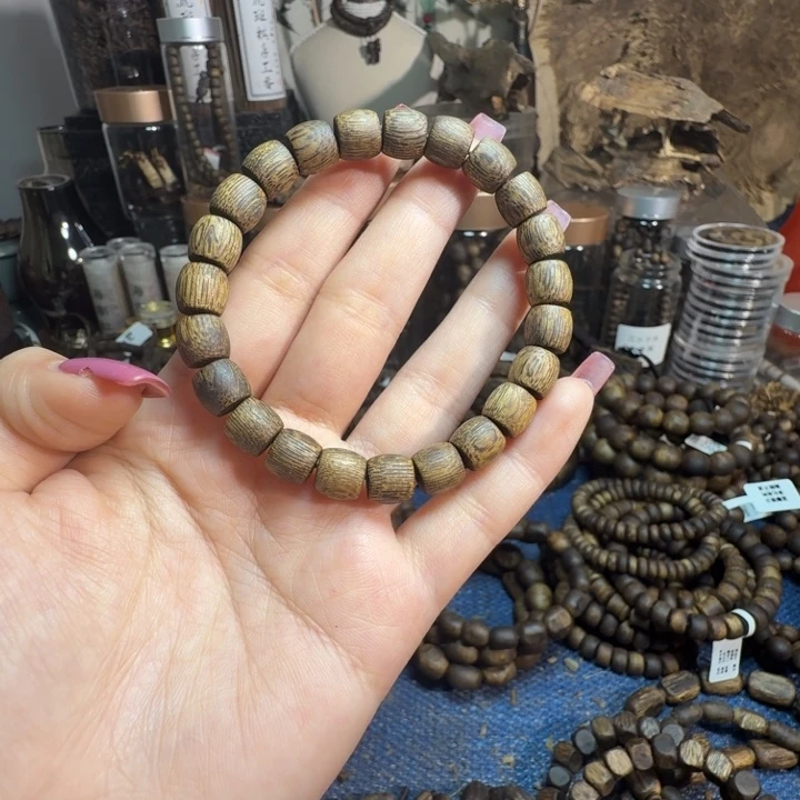 零***叁沉香沉香碎屑鼓珠08单圈