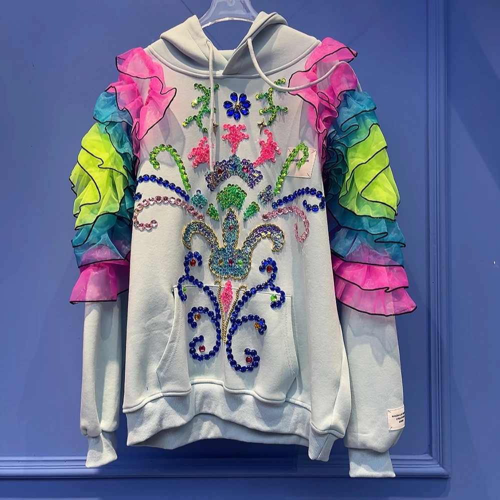 时尚长袖休闲连帽宽松百搭女士潮流设计师气质个性卫衣