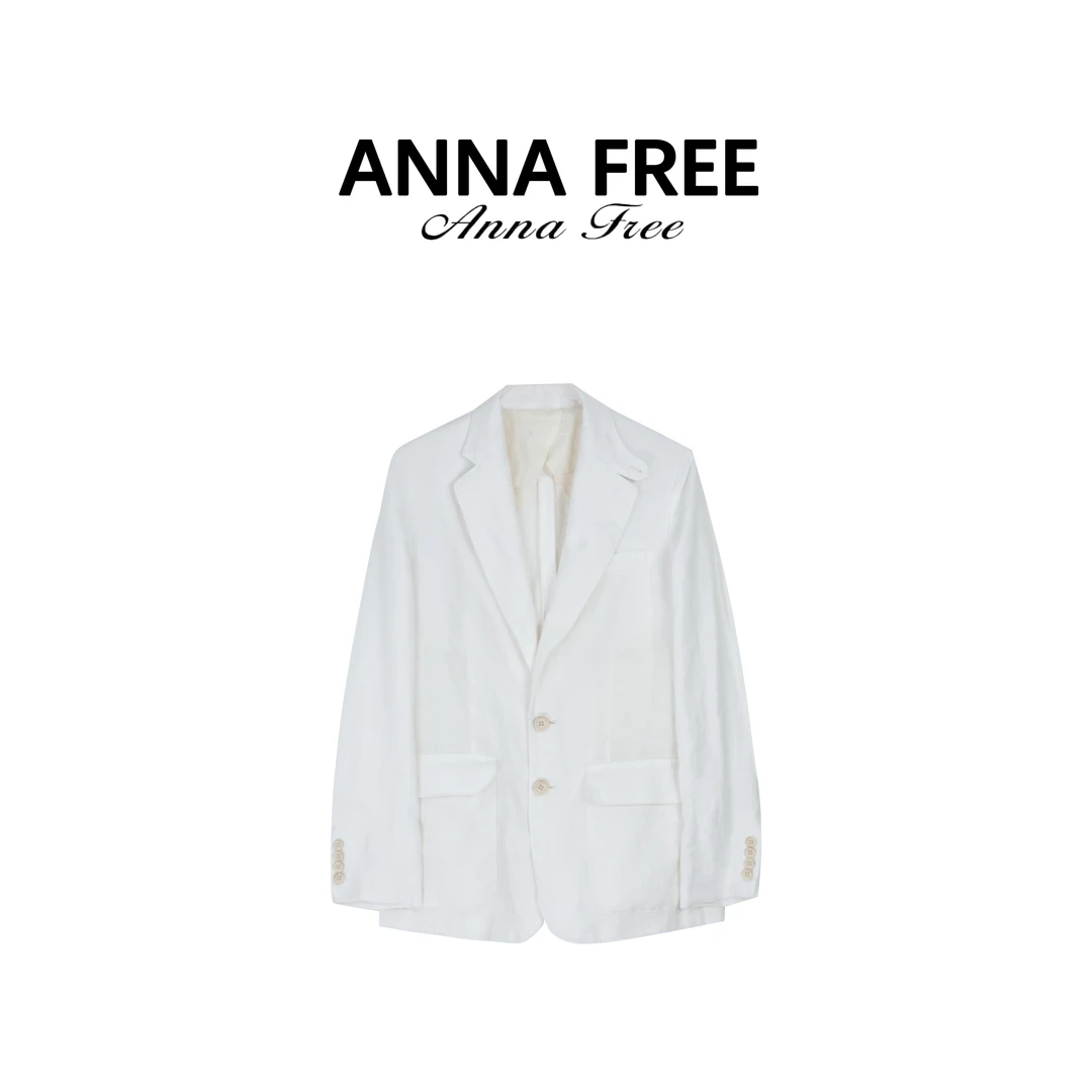 ANNA FREE 100亚麻新款西装单排扣商务气质女士常规长袖ZCE25498