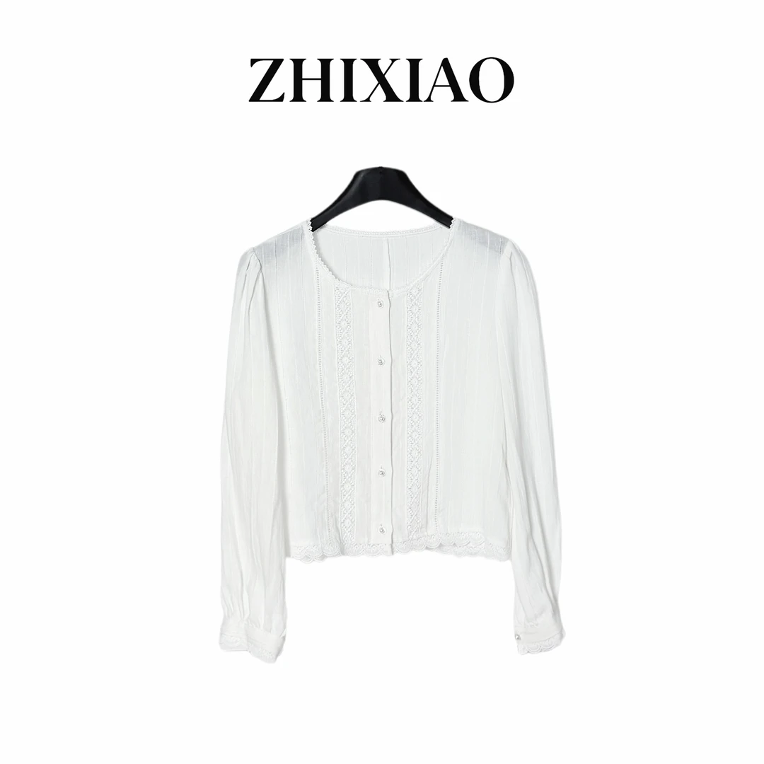 【ZHIXIAO】夏季新款：麻料拼接长袖上衣115-3