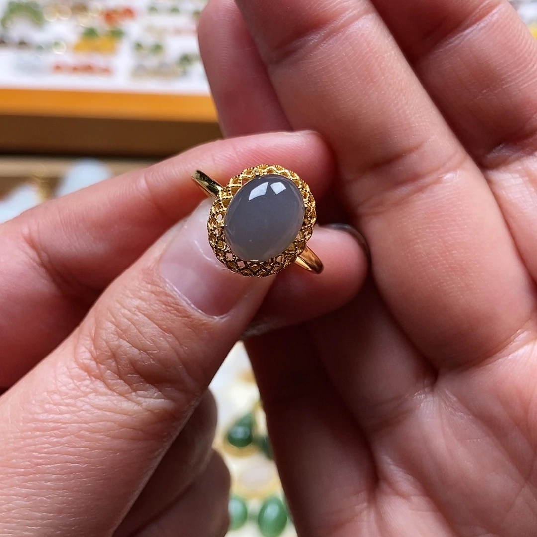 和田玉戒指银S925镶嵌