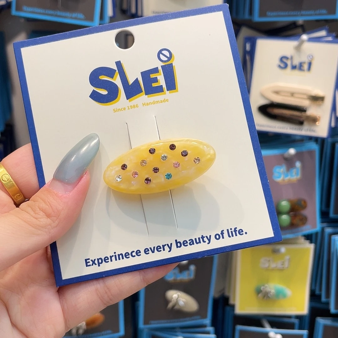 布艺非金属黄色彩钻小胖夹