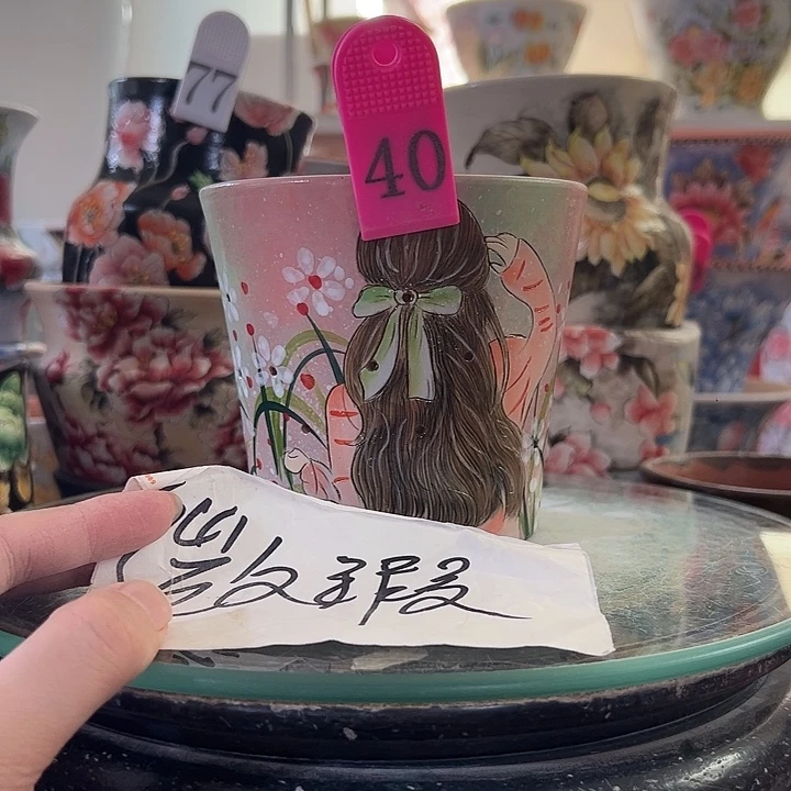 景德镇幸运花盆手绘韩式花盆