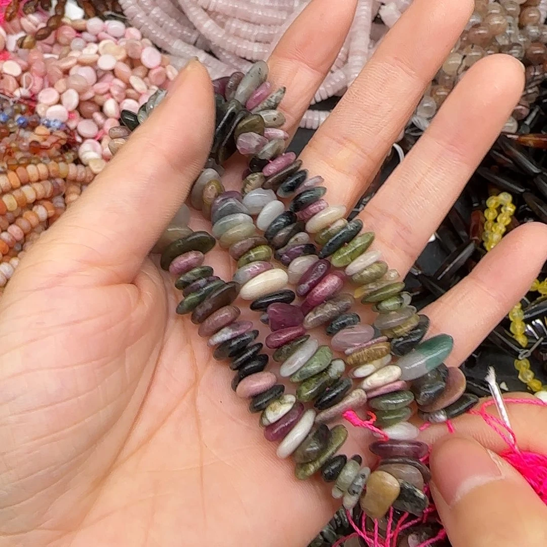 玛瑙/玉髓合金珠宝半成品碧玺8-10mm一条随形