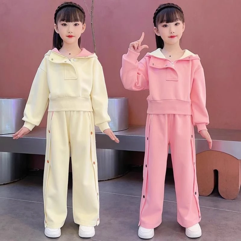 女童秋季新款运动套装2025中大女童韩版时尚网红连帽卫衣两件套潮