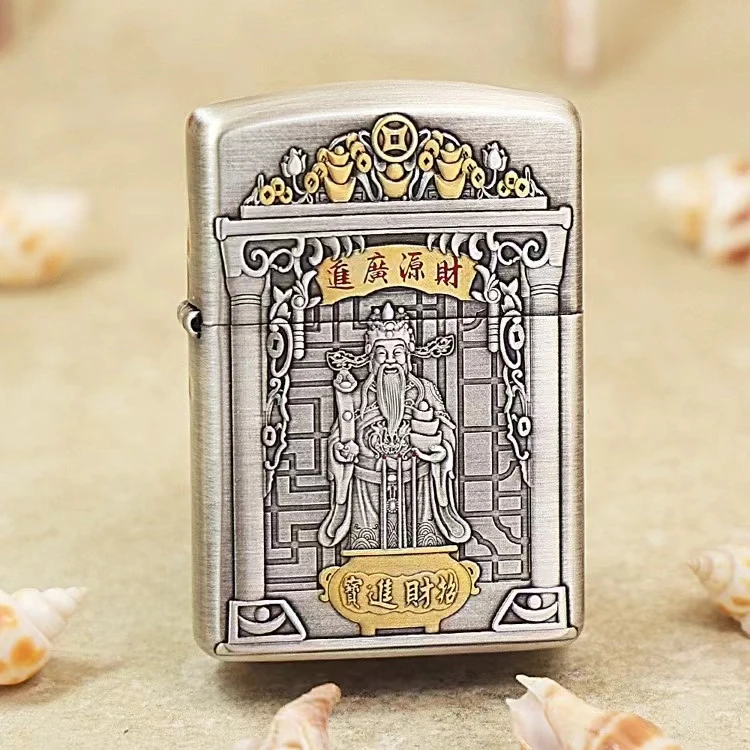 ZIPPO打火机正品/福运财神盔甲机162古银精雕【阿明1】DYJ1