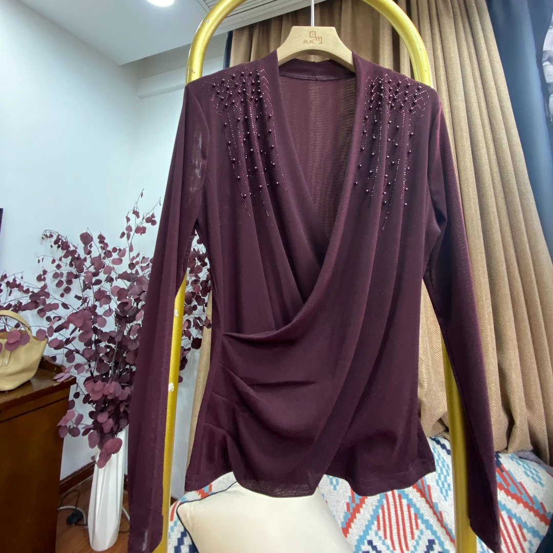 【洺尚】春季新款气质时尚百搭休闲重工长袖打底衫