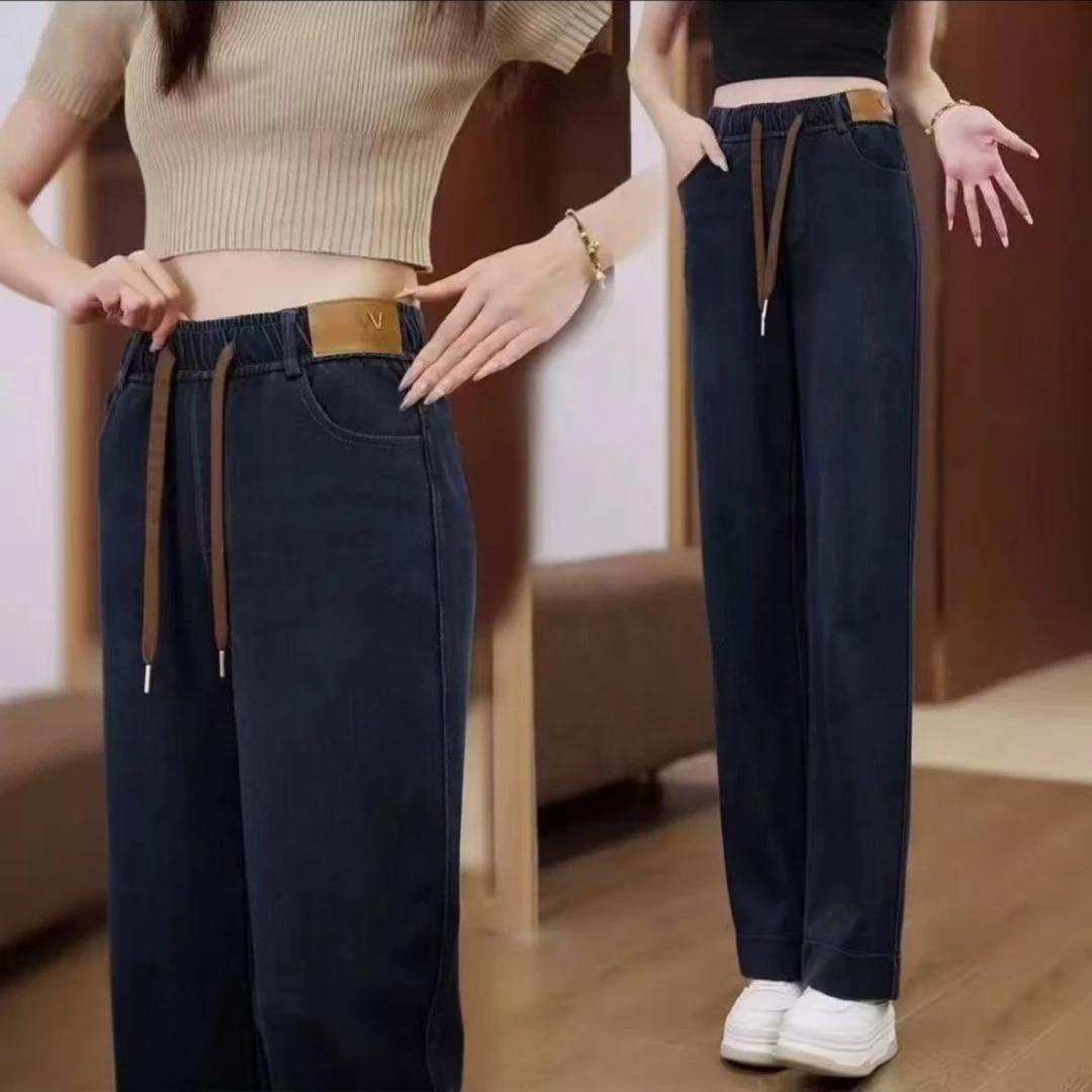 【运费补贴】新款秋冬加绒加厚外穿弹力休闲大码中老年妈妈牛仔裤