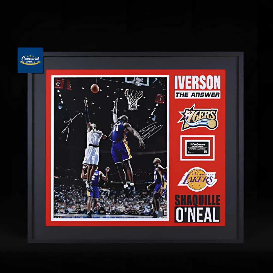 艾弗森与奥尼尔双签总决赛20寸海报照片装裱版