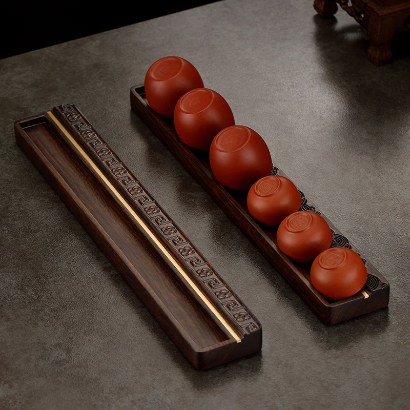 功夫茶杯架子桌上台面茶具收纳架沥水晾杯架实木杯托高端茶道配件