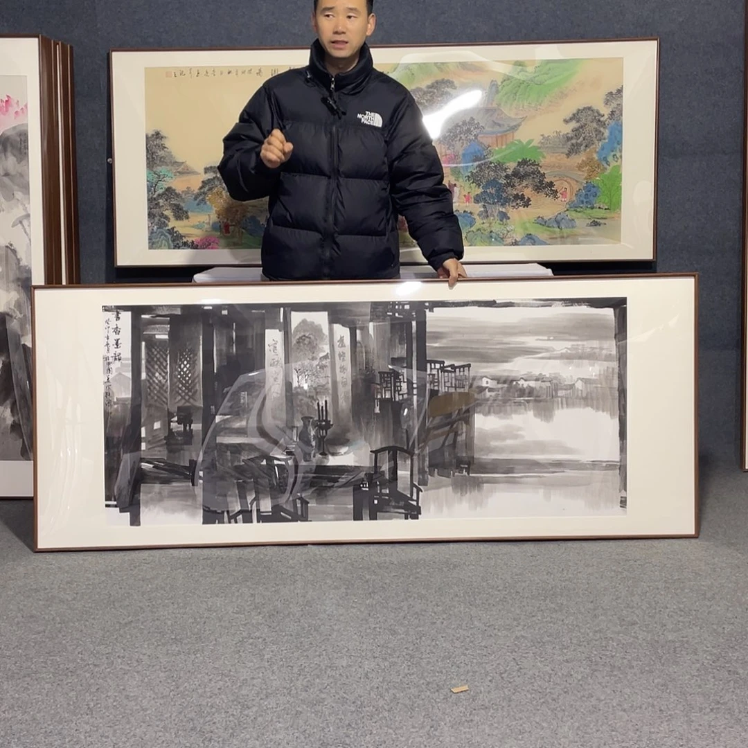 国画手绘画作品带框发货