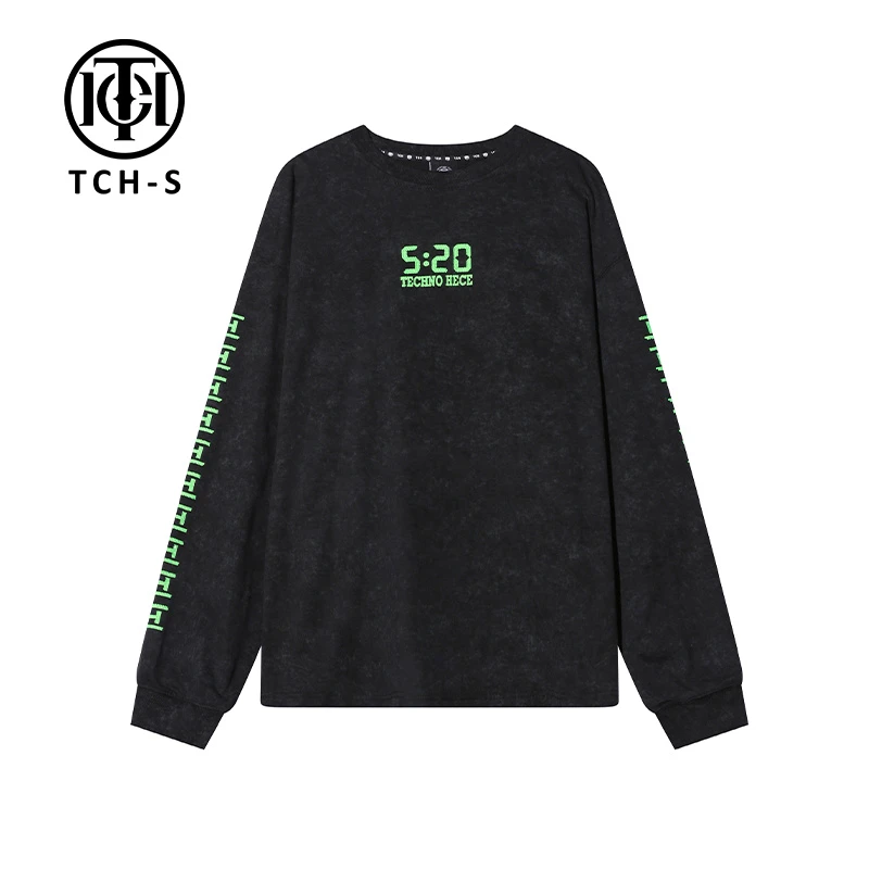 TCH潮牌2025冬季新款字母数字烫钻休闲圆领卫衣S69D116039